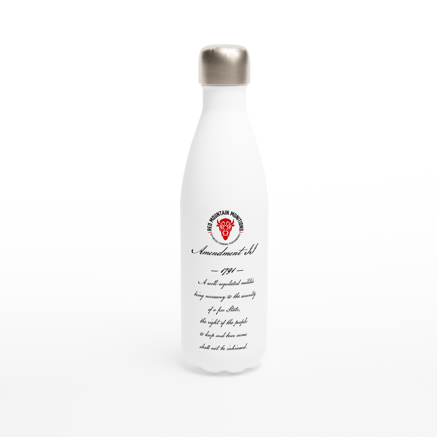 2nd Amendment with Logo - White 17oz Stainless Steel Water Bottle