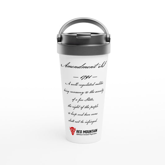 2nd Amendment with Logo on a White 15 oz Stainless Steel Travel Mug