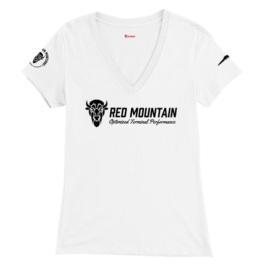 Black Banner w/Bison Premium Red Mountain Women's V-Neck T-shirt